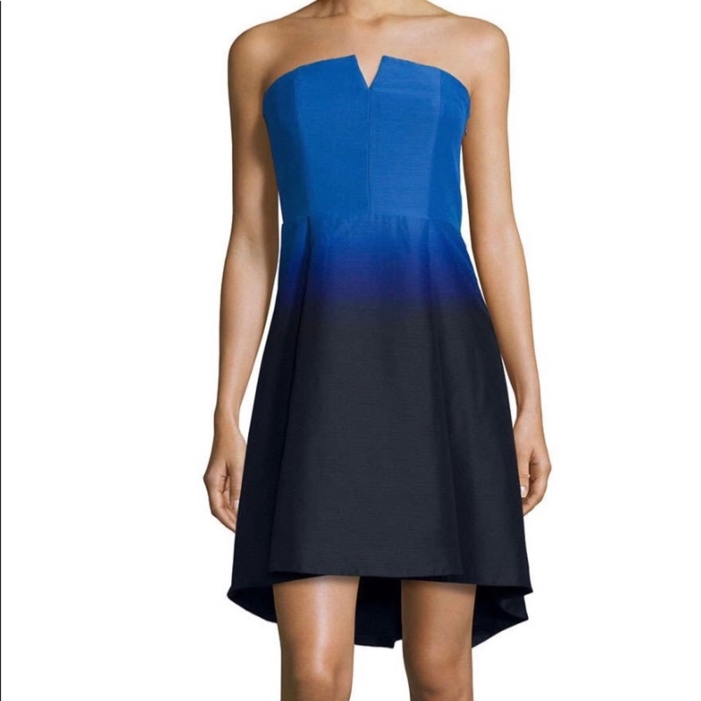 Halston Heritage Black and Blue Ombre Dress. Sz 10